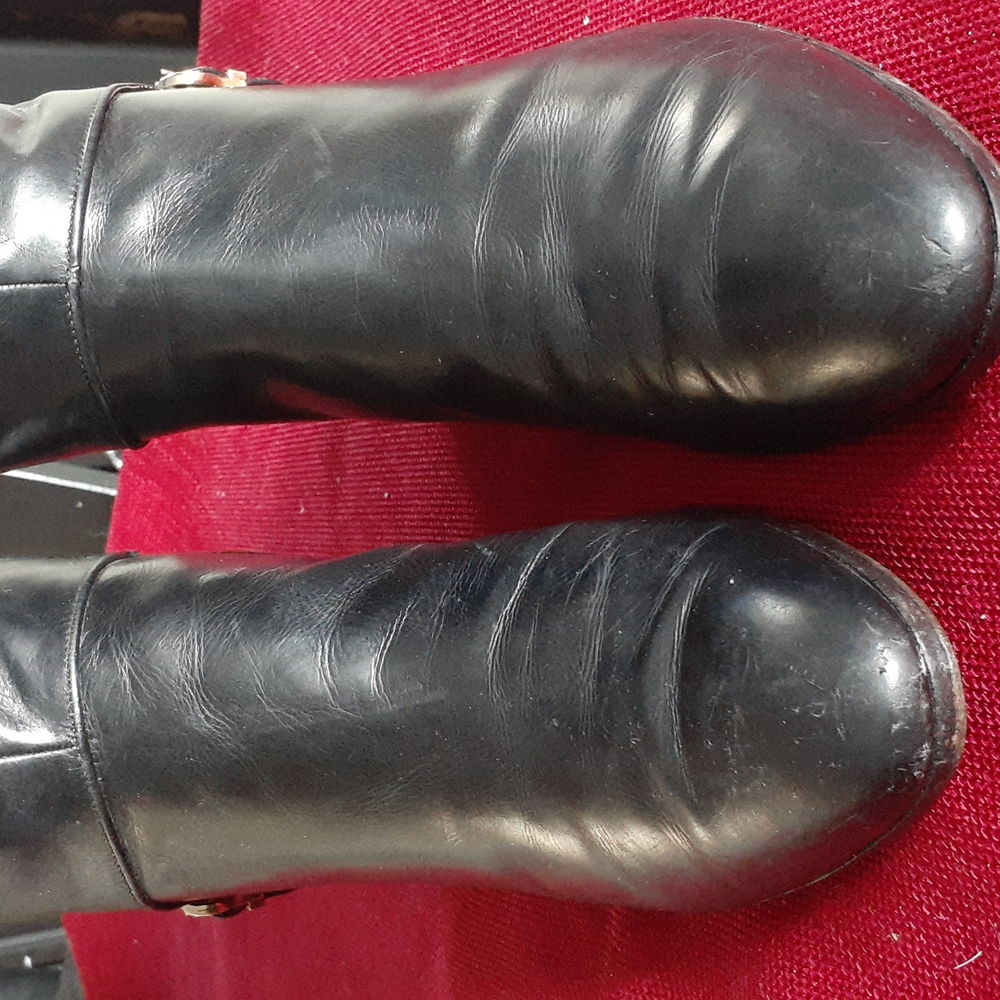 Salvatore Ferragamo Black Leather Knee-High Boots - Picture 4 of 16